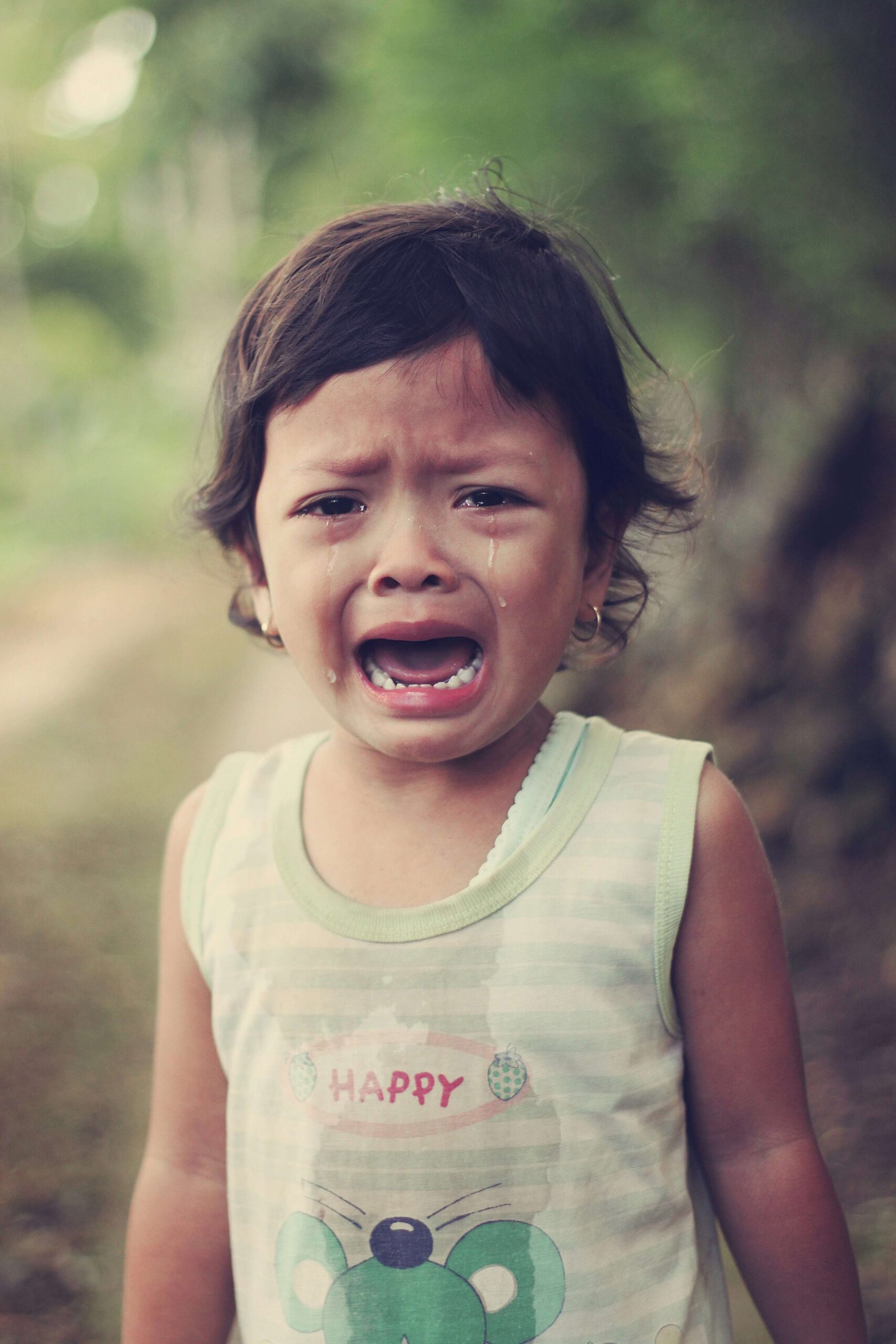 young child crying outside